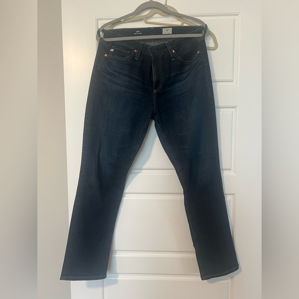 AG Adriano Goldschmied Dark Blue Straight Leg Jeans